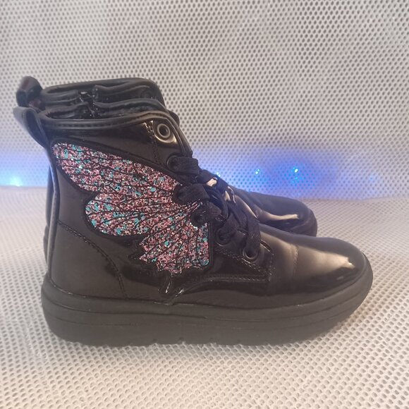 Skechers SN 303440L Kids Black Glitter Butterfly High-top Combat Boots US 13 - Picture 1 of 10